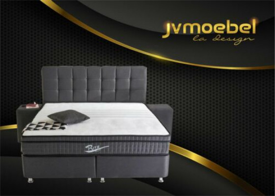 Edel Boxspring Bett 3-Teile Set Nuetsdësch Better Miwwelen Luxus Schlofkummer
