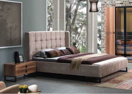 Schlofzëmmer Set 5tlg. Luxus Bett 2x Nuetsdësch Kommode Kleederschaf Holz Nei