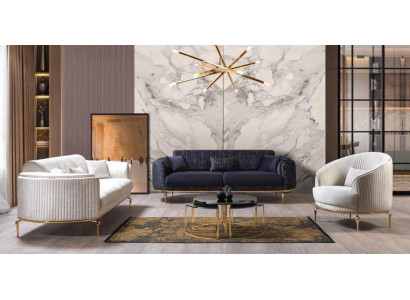 Luxus Garnitur Set Sofagarnitur 3+3+1 Sëtz Holz Canapéen Fotell Couch