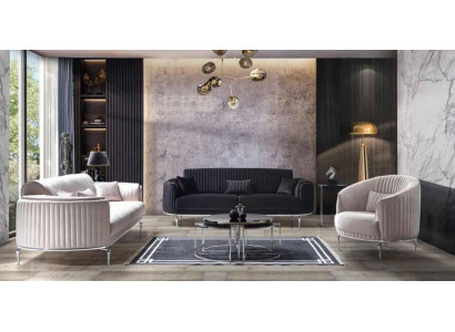 Sofagarnitur 331 Sëtzer Couch Polster Lehn Sofa Garnitur Textil Stoff