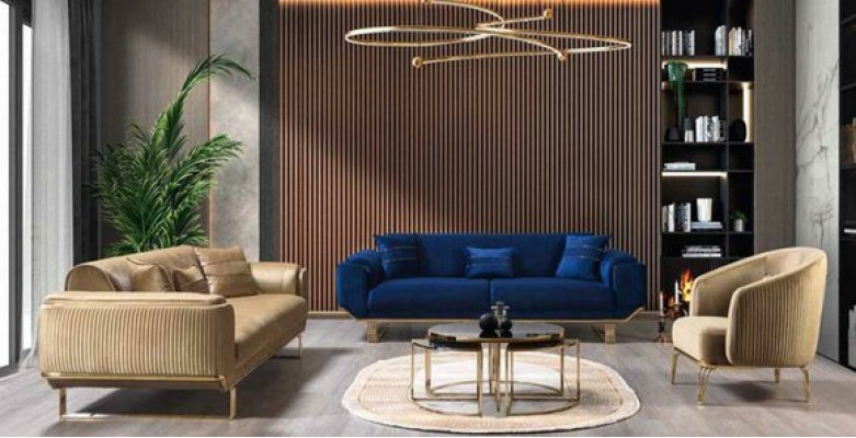 Luxus Dräisëtzer Sofa Couch modern Couchen Textil Stoff Sofasen 234cm