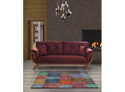Luxus Dräisëtzer Modern Canapé Miwwelen Rout Canapéen Sofaen Stoff Textil