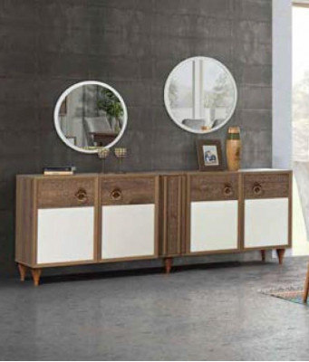 Kommodsschëffer Holz Sideboard Spigel Massiv Wunnzëmmer Kommoden