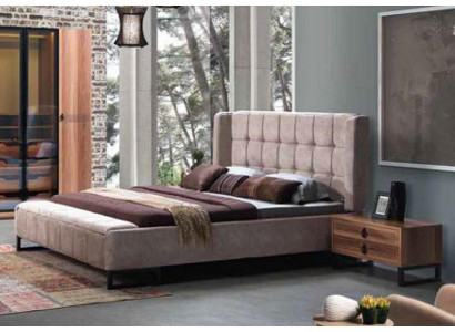 Bett Duebelbett Better Miwwelen Ariichtung Schlofkummer Design Stoff