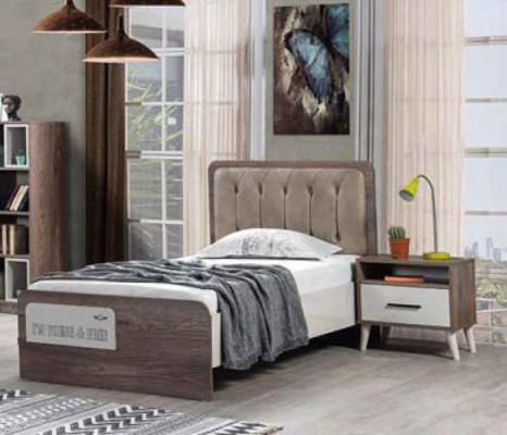 Holz Bett Eenzelbetter Kannerzëmmer Jugendzëmmer Polster Miwwelen