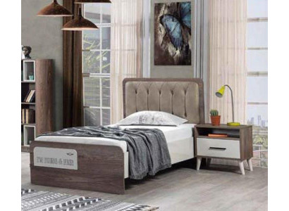 Holz Bett Eenzelbetter Kannerzëmmer Jugendzëmmer Polster Miwwelen