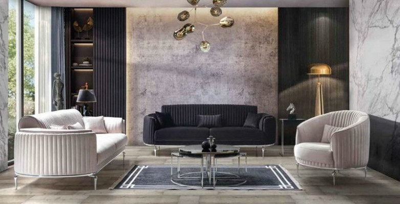 Fotel Luxus Einsëtzer Canapé Stoff Sofa Polster Miwwelen Canapéën Samt