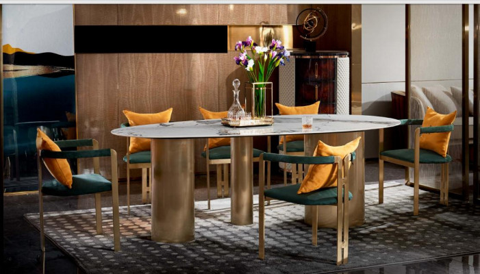 Iessdësch 6 Still Modern Design Miwwelen Luxus Iesszëmmer Dësch Stull