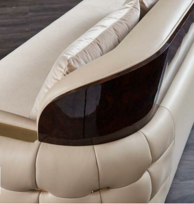 Ecksofa Lieder Beige Luxus Wunnlandschaft Canapé Eckgarnitur Sofas Miwwelen Design