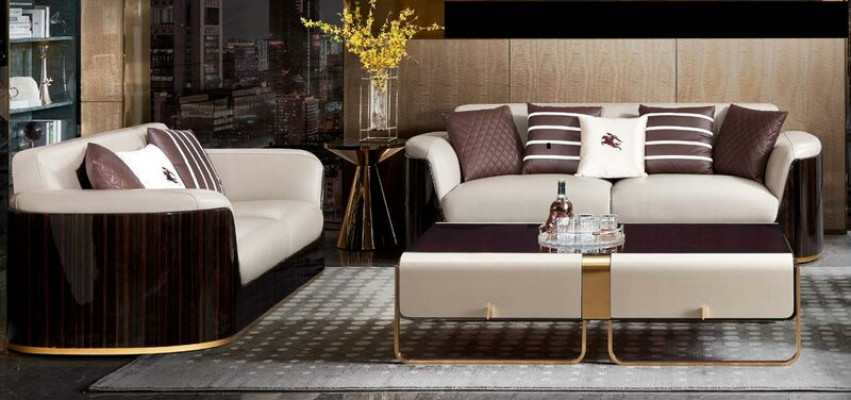 Sofa 3-Sëtzer Beige Moderne Design Couchen Lieder Sofas Nei Kreativ