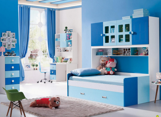 Designer Zëmmer Jugend- & Kanner-Schlofkummer Dësch Bett Kommoden Set Nei