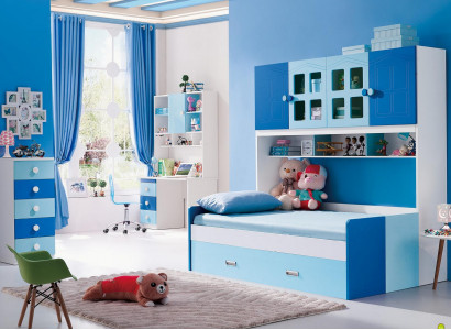 Designer Zëmmer Jugend- & Kanner-Schlofkummer Dësch Bett Kommoden Set Nei