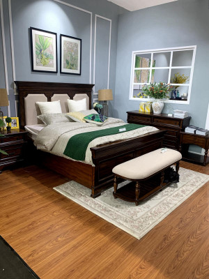 Design Duebelbett Liederbett Better Bett Holz Polster Schlofzëmmer Bestietnes 180x200