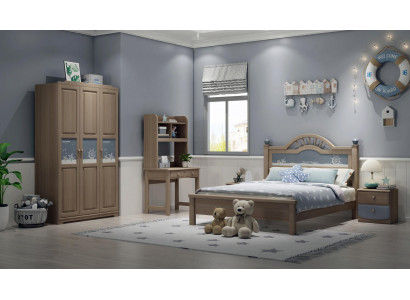 Jugend Kannerzëmmer Set Schlofkummer Modern Schaf Bett Nuetsdësch Dësch 5 Deeler.