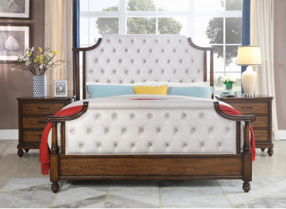 Bett 2x Nuetsdësch 3-Teile-Schlofzëmmer Set Better nei Luxus Chesterfield 180x200