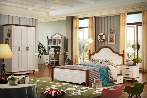 Komplett Set Bett Nuetsdësch Kleederschaf Designer Schlofzëmmer Miwwelen Nei 5 Stécker