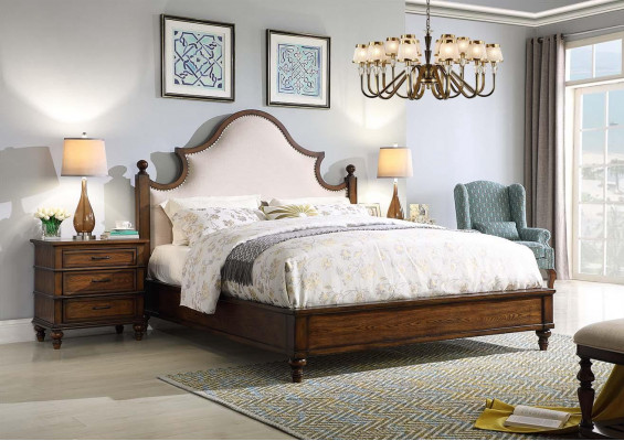 Bett 2x Nuetsdësch 3 Deeler Schlofzëmmer Set Design Polster Miwwelen Luxus Better Neit