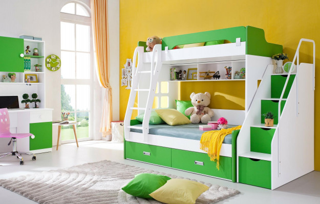 Jugendbett Schafschant Schafraum Gréng NEI Jugendzëmmer Kannerzëmmer komplett Set