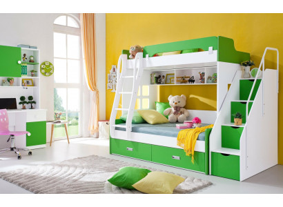 Jugendbett Schafschant Schafraum Gréng NEI Jugendzëmmer Kannerzëmmer komplett Set