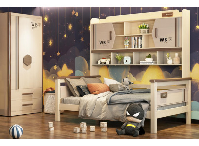 Kannerzëmmer 2-Stéck Set Héichbett Kleederschaf Héichglanz Jugendzëmmer Miwwelen Nei
