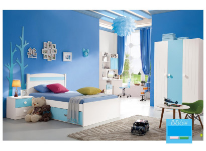 Kanner Komplett Set Jugendzëmmer Bett Kommode Schaf Dësch Büro 4 Stéck Miwwelen