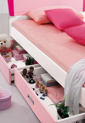 Set Dësch Bett Kleederschaf Kommode 4tlg Komplett Jugendzëmmer Kannerzëmmer