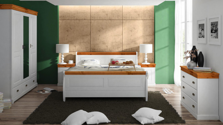 Landhaus Bett Kleederschaf Nuechtstil Schlofkummer Komplett Holz Set 5tlg Nei