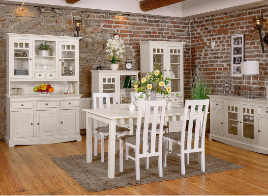 Iesszëmmer Design Miwwelen Landhaus Stullsgrupp Dësch+4xStill 5tlg. Set Garnitur