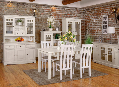 Iesszëmmer Design Miwwelen Landhaus Stullsgrupp Dësch+4xStill 5tlg. Set Garnitur