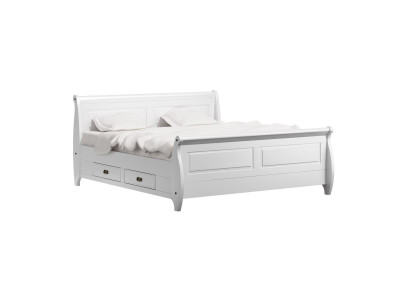 Landhausstil Luxusbett Duebelbett Duebelbetter Wäiss Better Schlofzëmmer