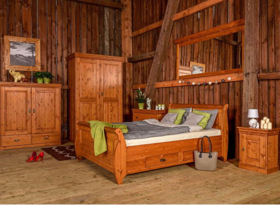 Schlofzëmmer Set Komplett Design Bett Klassesche Miwwelen 5stéck Nuechtkommod Landhaus