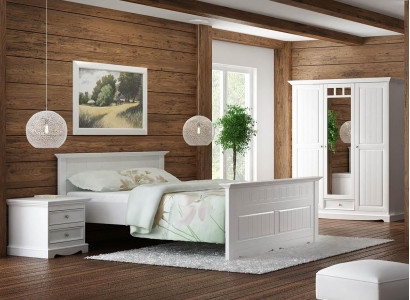 Baueren Bett Massivholz Better 180x200cm Holzbetts Schlofkummer Miwwelen Wäiss Landhaus