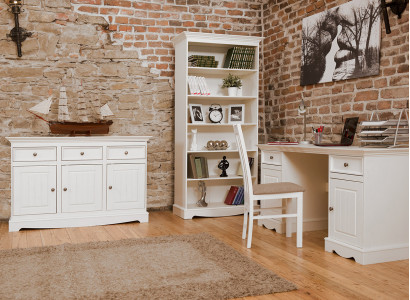 Landhaus Schreifdësch Miwwelen Aarbechtszëmmer Büromiwwelen Echt Holz Büro Dësch Wäiss