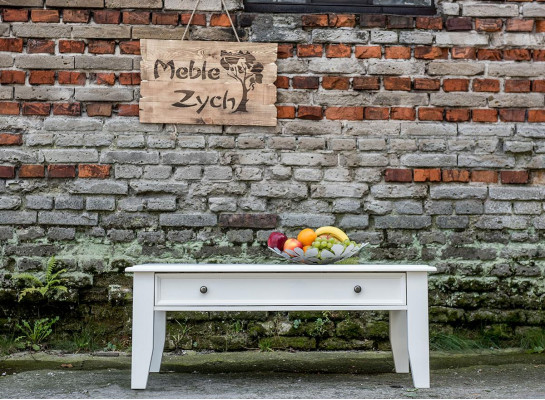 Landhaus Wunnzëmmer Dësch Couchtisch Handaarbecht Echt Holz Canapé Säitentëscher