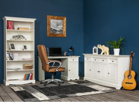 Büro Set Garnitur 3 tlg. Miwwelen Schreifdësch Dësch Kommode Schaf Regal Komplett