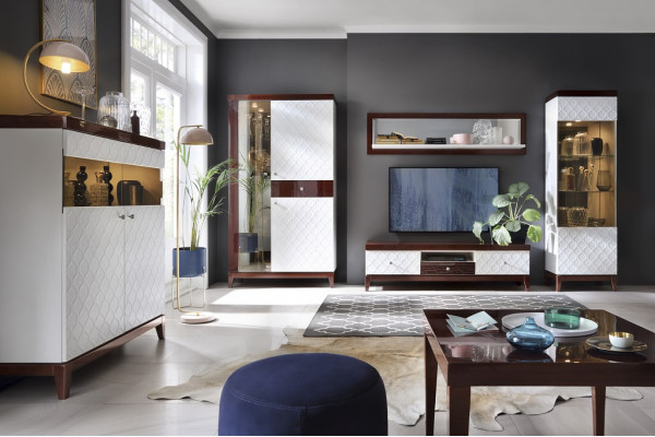 Klassesche Hochglanz RTV Schrank Sideboard TV Board Designer Mauer