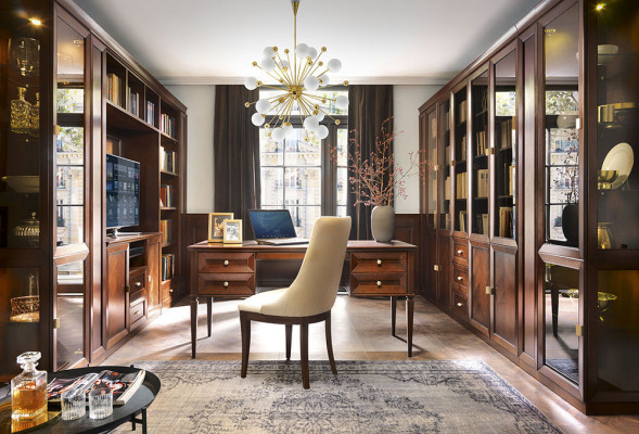 Edele Holz Büro Schreifdësch Klassesch Dësch Dëscher Büro Antik Stil Monaco