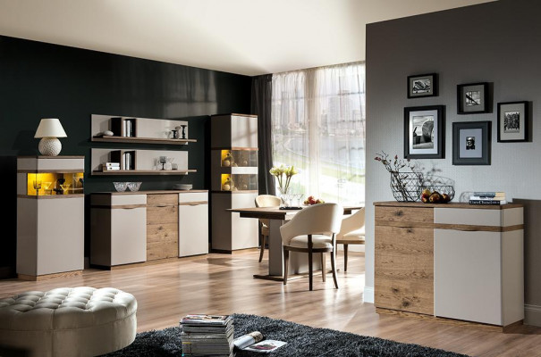Vitrin Modern Stil Wunnzëmmer Kollektioun Vitrine Schaf Regal Kommode Wäiss