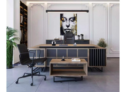 Modern Designer-Miwwel-Set fir e Chef Büro mat 3 Elementer