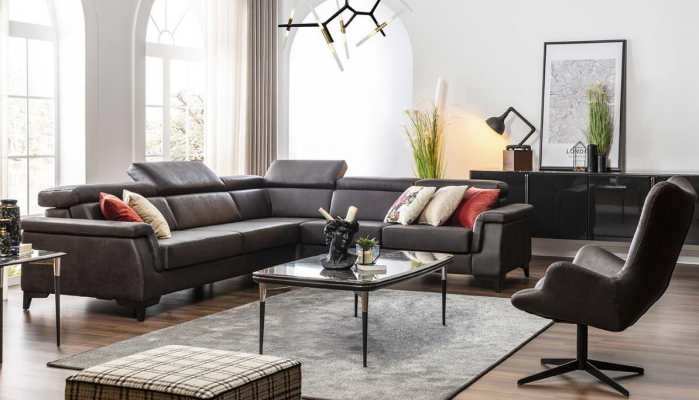 Sofagarnitur Ecksofa L-Form Canapé Fauteuil Miwwel Bettfunktioun Schwaarz Nei