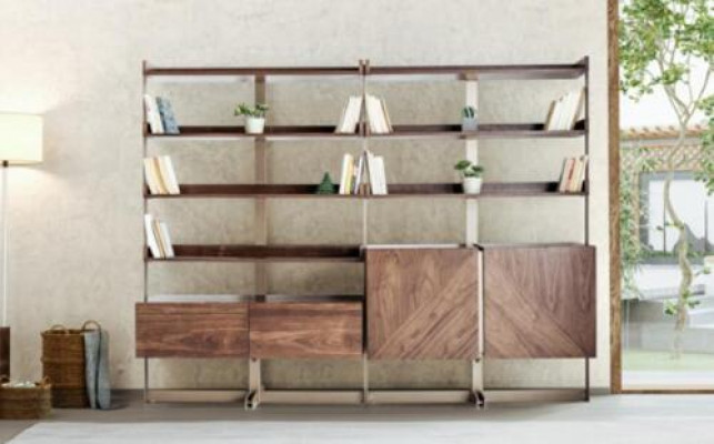 Modernen Vitrine Wunnzëmmer Miwwel Regal Standregal Echt Holz Miwwel Braun Regaler