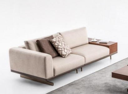 Beige Modern Zweesëtzer Luxus Canapé Sofa Wunnzëmmertmoebel Sofaen Stoff