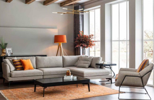 Canapé-Set L-Form Couch Aussiessel Gro Sofa Modern Miwwel Ecks-Canapé Set Nei