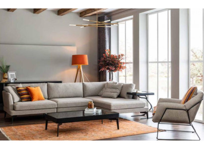 Canapé-Set L-Form Couch Aussiessel Gro Sofa Modern Miwwel Ecks-Canapé Set Nei