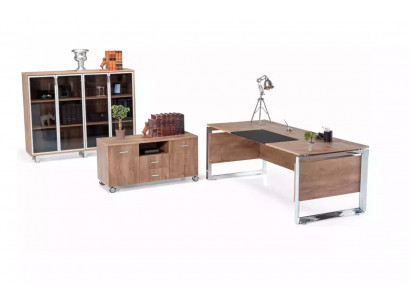 Bürosmöbel Set brong Schreifdësch Kommode Dossierenschaf 3tlg. Set Miwwelen