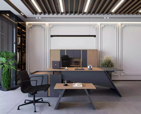 Luxus Büro Miwwel Ariichtung Schreifdësch Dësch Akteschaf Set 3 Deeler