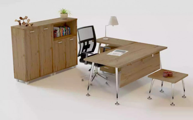 Holz Büro Set Eckschreibtisch Kommode 2x Akteschaf Couchtisch 4tlg Set