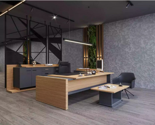 Héichwäertegt, elegant Büro-Set am modernen Stil aus stabilem Holz
