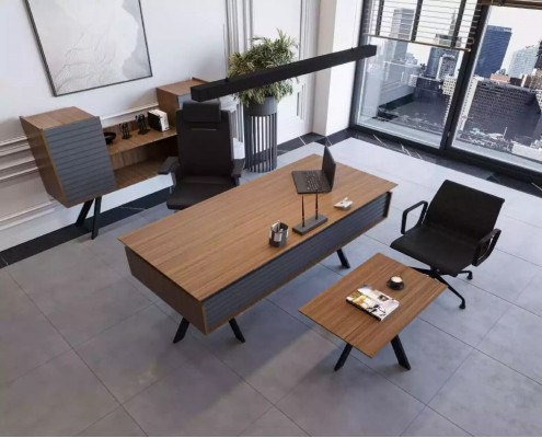 Héichwäertegt, elegantes Büroset am modernen Stil aus stabilen Holz