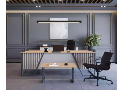 Hell Gro Büro Ariichtung Büro Miwwel Set Dësch Schreibtisch Schaf 3tlg